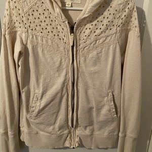 Featherbone beige zip up hoodie